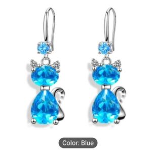 Cute Cat Zircon Drop Dangle Earrings